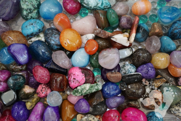 Rock & Water Bead Sensory Bin - a great hands-on play with rocks and sensory bins for kids of all ages - 3Dinosaurs.com #sensorybin #sensoryplay