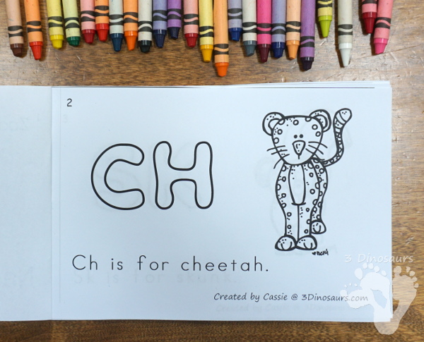 Free Zoo Blends & Digraph Easy Reader Book - 8 page book with animal themed blends and digraph words- 3Dinosaurs.com