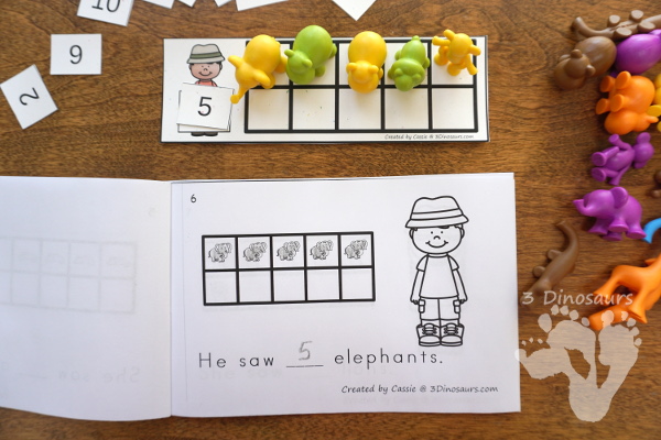 Zoo Themed Ten Frame Printables: No-Prep & Hands-On - 168 pages of printables working on ten frame activities for numbers 1 to 20 with hands-on and no-prep: cards, worksheets and easy reader books - 3Dinosaurs.com #handsonmath #teacherspayteachers #tenframe #summerprintablesforkids #printablesforkids