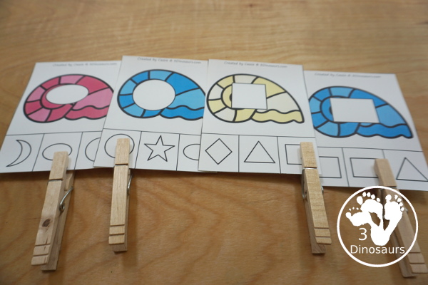 Beach Activity Pack: Shapes with no-prep tracing pages, clip cards, easy reader book and tracing strips - 3Dinosaurs.com