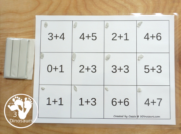 Free Beach Themed Addition Puzzle - with addition from 1 to 12 with a hands-on matching puzzles with a beach scene. - 3Dinosaurs.com