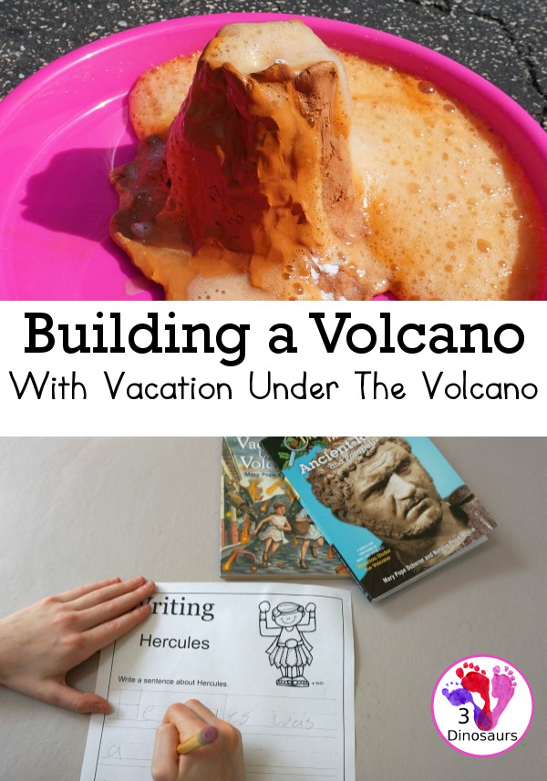 Building a Volcano with Vacation Under The Volcano - a fun science activity for kids to do with the Magic Tree House Book Vacation Under the Volcano - 3Dinosaurs.com