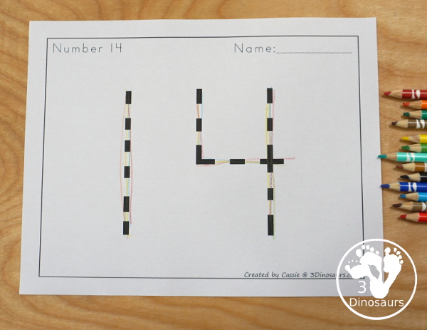 Free Number Tracing Pages - large number tracing pages with numbers from 1 to 31 to match the calendar - 3Dinosaurs.com