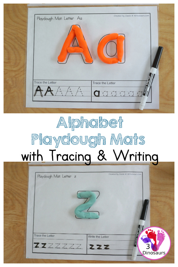 Free Alphabet Playdough Mats with Tracing & Writing four playdough mats for each letter you have four options for each letter - 3Dinosaurs.com