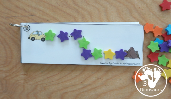 Car Prewriting Strips - 12 different prewriting strips with a thin dotted line for kids to have fun working on prewriting - 3Dinosaurs.com