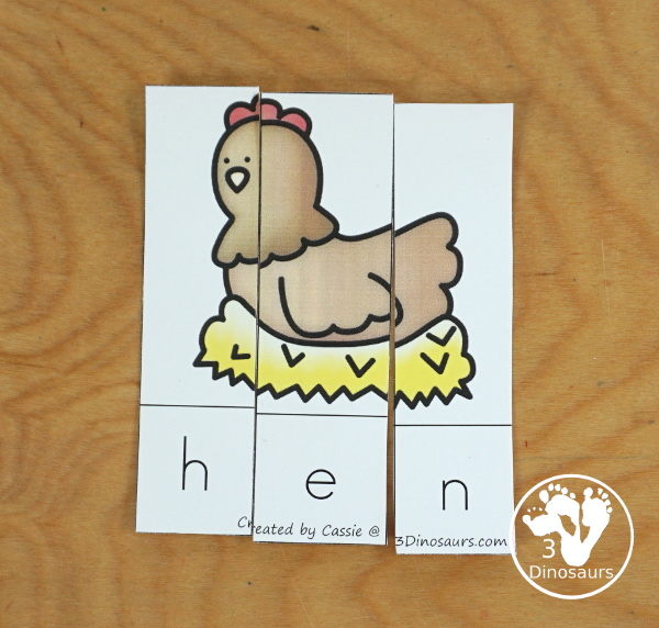 Free CVC Word Family Puzzles Short E: - 8 fun short E puzzles for kids to learn short E CVC words. -eb, -ed, -eg, -en, -et - 3Dinosaurs.com