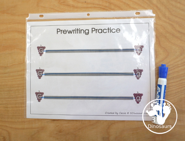 Free Romping & Roaring G Pack Letter Pack: G is for Grape - a letter G pack that has prewriting, finding letters, tracing letters, coloring pages, shapes, puzzles and more - 3Dinosaurs.com