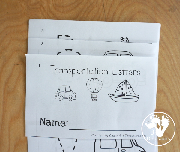 Free Transportation ABC Easy Reader Book  12 page books for kids to work on beginning sounds - 3Dinosaurs.com