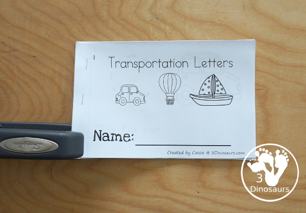 Free Transportation ABC Easy Reader Book  12 page books for kids to work on beginning sounds - 3Dinosaurs.com