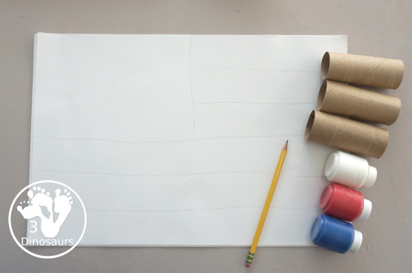 Paper Roll Painted American Flag - a simple tot and preschool craft that kids can do for an American Flag - 3Dinosaurs.com