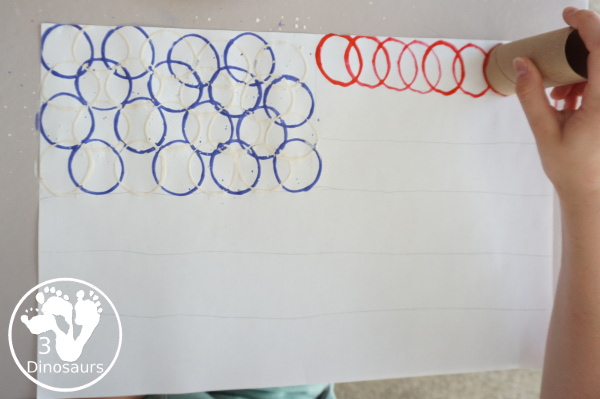 Paper Roll Painted American Flag - a simple tot and preschool craft that kids can do for an American Flag - 3Dinosaurs.com