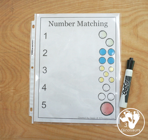 Free Number 1 to 20 Matching Worksheets with Pictures - with two different number matching worksheets to use with numerical number and number word - 3Dinosaurs.com