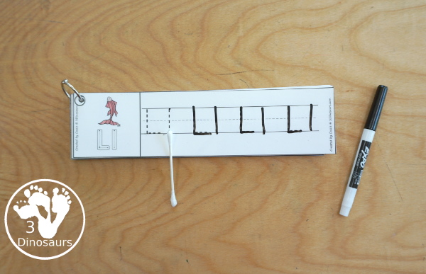 Free Ocean Animal ABC Tracing Strips - with uppercase and lowercase together. You have fun kids with an ocean animal plus you can see an example of how to trace the letters - 3Dinosaurs.com