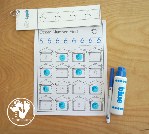 Ocean Number Find  - easy to use no-prep printable numbers 0 to 20 $ - 3Dinosaurs.com