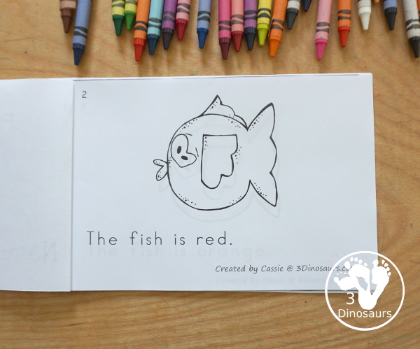 Free Fish Color Easy Reader Book Printable has 11 color words for kids to learn with a fun fish themed book for a pet theme or an ocean theme - 3Dinosaurs.com