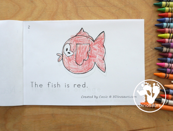 Free Fish Color Easy Reader Book Printable has 11 color words for kids to learn with a fun fish themed book for a pet theme or an ocean theme - 3Dinosaurs.com