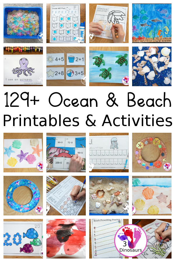 Ocean & Beaches Activities & Printables on 3Dinosaurs.com