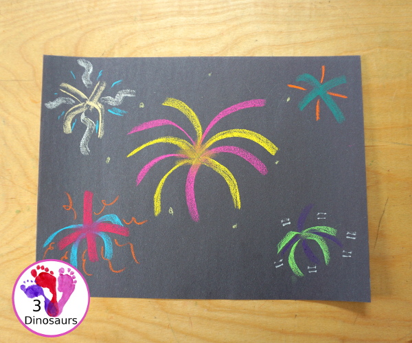 Firework Pastel Craft is a super simple craft you can do with kids that kids of different ages can do. - 3Dinosaurs.com
