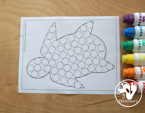 Free Sea Turtle Fine Motor Mats  with a sea turtle template printable, sea turtle outline printables, a sea turtle tracing printable, and a sea turtle dot marker printable - 3Dinosaurs.com