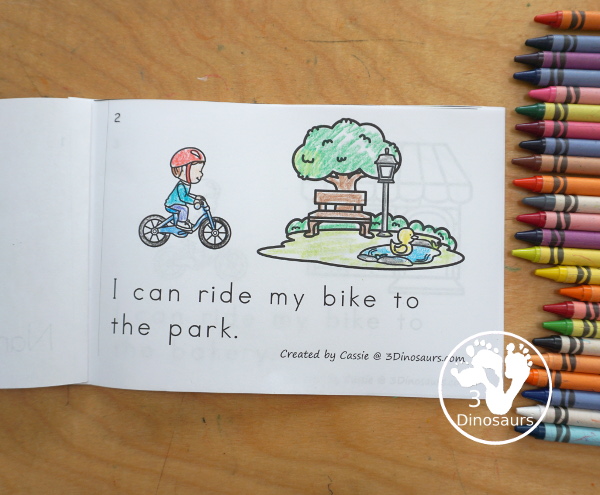 Free My Riding My Bike Easy Reader Book Printable is a fun easy reader book with sight words: I, can, ride, my, to, the - Then you have places around town you can ride your bike. 3Dinosaurs.com