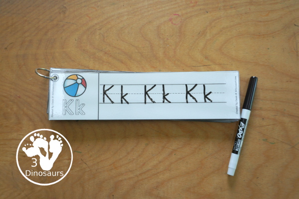 Free Beach ABC Tracing Strips - with uppercase and lowercase together. You have fun kids with a Beach- plus you can see an example of how to trace the letters - 3Dinosaurs.com