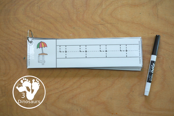 Free Beach Number Tracing Strips - with numbers 0 to 20. You can tracing the numbers and an example of how to trace the numbers on the strips, plus an beach themes on each tracing strip. - 3Dinosaurs.com