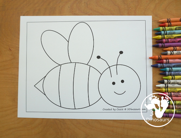 Free Bee Fine Motor Mat Printables - you have 3 fine motor mats: a bee template, a bee tracing worksheet, and a bee dot marker page. They are great for tot, preschool, prek, and kindergarten - 3Dinosaurs.com - 3Dinosaurs.com