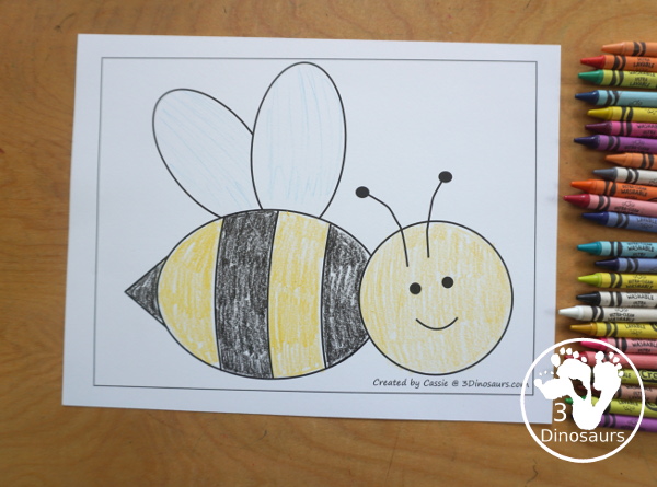 Free Bee Fine Motor Mat Printables - you have 3 fine motor mats: a bee template, a bee tracing worksheet, and a bee dot marker page. They are great for tot, preschool, prek, and kindergarten - 3Dinosaurs.com - 3Dinosaurs.com