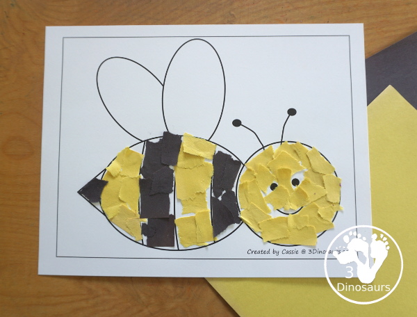 Free Bee Fine Motor Mat Printables - you have 3 fine motor mats: a bee template, a bee tracing worksheet, and a bee dot marker page. They are great for tot, preschool, prek, and kindergarten - 3Dinosaurs.com - 3Dinosaurs.com