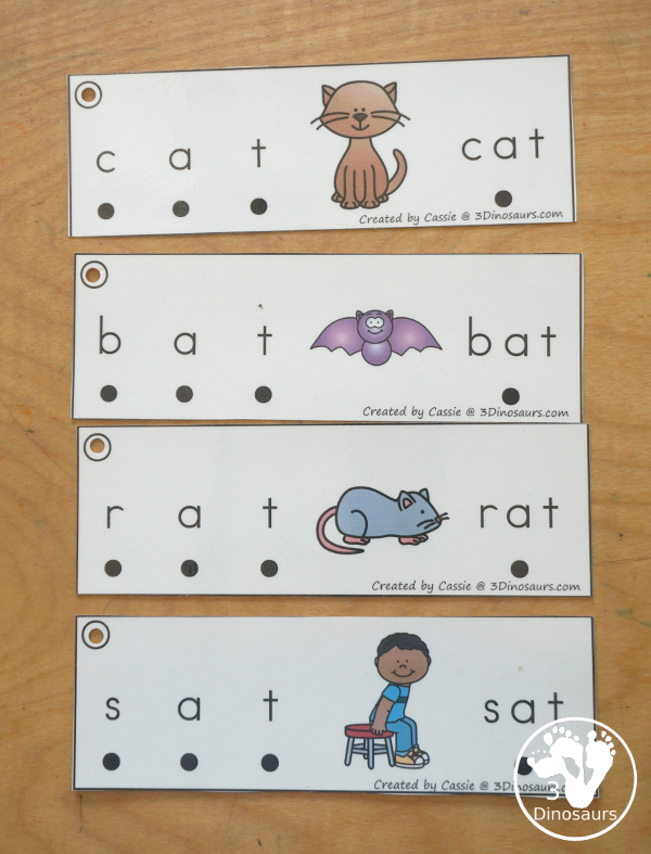 82 CVC Blending Cards For Kids - with sounding out the letters and then blending the letters together to make the words. A fun CVC printable for kids. 3Dinosaurs.com