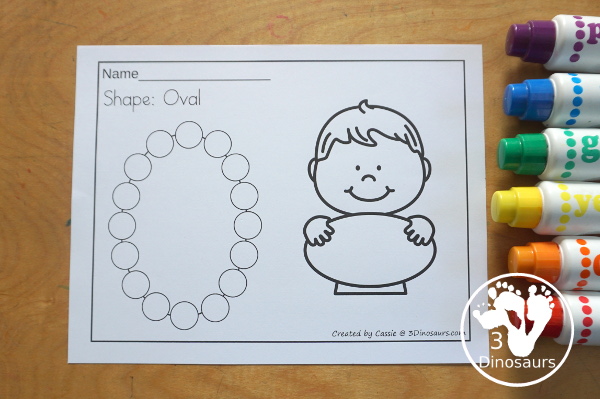 Shape Dot Marker & Coloring Page Printables a fun shape dot marker worksheet with coloring for the shape that works great with kids. - 3Dinosaurs.com