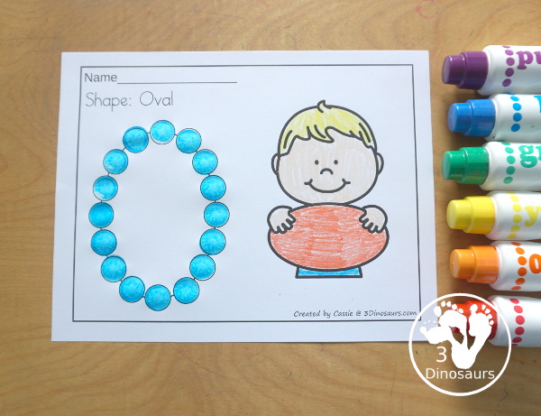 Shape Dot Marker & Coloring Page Printables a fun shape dot marker worksheet with coloring for the shape that works great with kids. - 3Dinosaurs.com