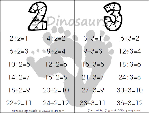 Free Division Wall Cards: 2 Types - 3Dinosaurs.com