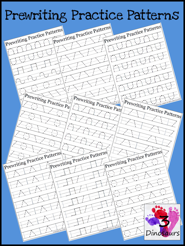 Free Prewriting Practice Patterns - Several pages of different patterns to practice with prewriting - 3Dinosaurs.com