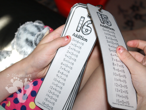 Free Addition Bookmarks - Numbers 1 to 20 - 3Dinosaurs.com