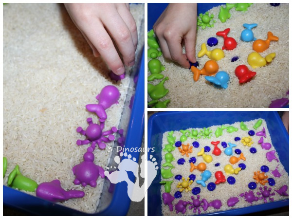 Ocean Counters Sensory Bin - a fun and easy to set up sensory bin with an ocean theme  - 3Dinosaurs.com