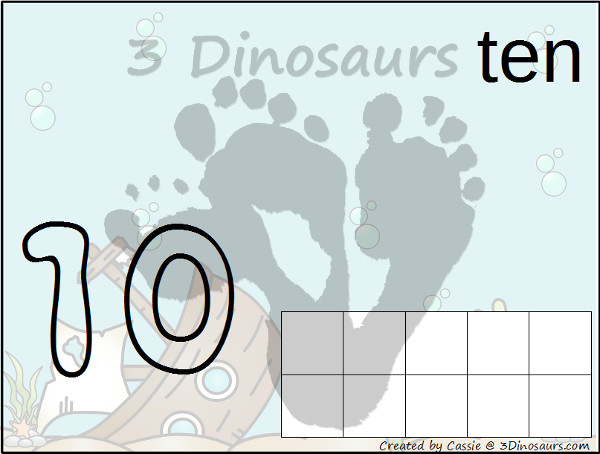 Free Ocean Themed Counting Mats: Number 1 to 10 - 3Dinosaurs.com