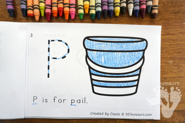 Free Beach Theme ABC Easy Reader Book - simple 8 page book to use with kids - 3Dinosaurs.com