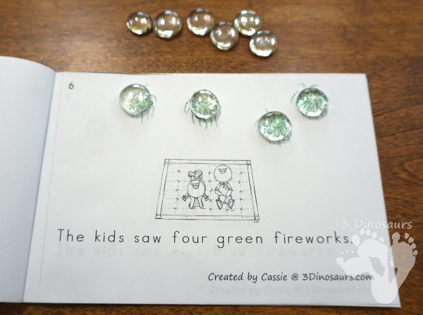 Free Fireworks Themed Counting & Color Word Easy Reader Book - numbers 0 to 10 with 10 colors words for kids to work on  - 3Dinosaurs.com