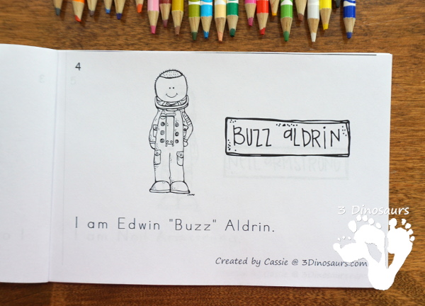 Free Going To The Moon Easy Reader Book- 8 page book with people from the first moon landing, about going and coming back  - 3Dinosaurs.com