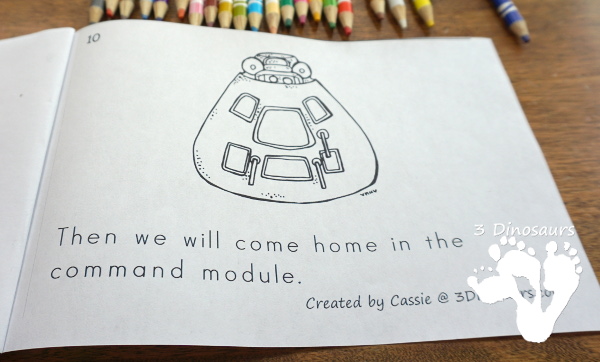 Free Going To The Moon Easy Reader Book- 8 page book with people from the first moon landing, about going and coming back  - 3Dinosaurs.com