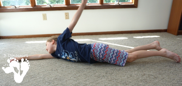 4 Gross Motor Activities on  Your Stomach - a great way to work on building stomach gross motor skills and having fun - 3Dinosaurs.com