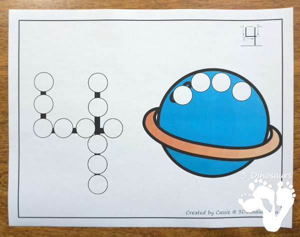 Space Dot the Number & Count the Dots - numbers 1 to 20 with dot marker activities for kids to work on numbers and counting - 3Dinosaurs.com