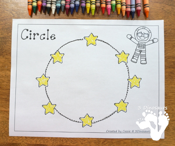 Free Fine Motor Fun With Space Shape Tracing - with 10 shapes for kids to trace and color - 3Dinosaurs.com