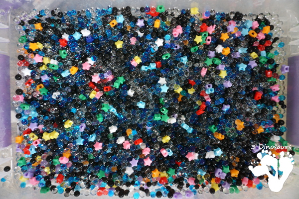 Star Themed Water Bead Sensory Bin - simple to make and play in with loads of space-themed fun for kids  - 3Dinosaurs.com
