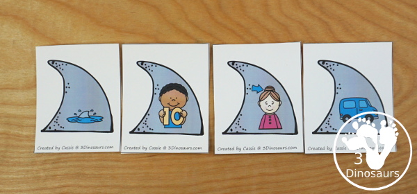 Free Shark Fin Decoding CVC Words - it works on -an, -en, -in and -un words with decode the word and find the matching picture - 3Dinosaurs.com