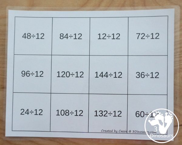 Hands-On Learning with Ocean Themed Division Puzzles -11 puzzles and mats to work on division from 2 to 12 with a fun way to learn. - 3Dinosaurs.com