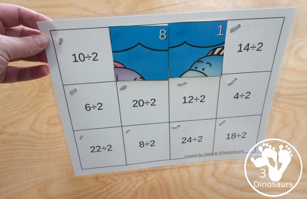 Hands-On Learning with Ocean Themed Division Puzzles -11 puzzles and mats to work on division from 2 to 12 with a fun way to learn. - 3Dinosaurs.com