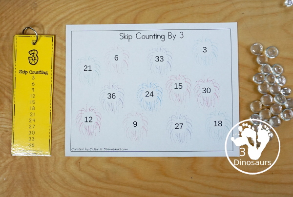 Free Fireworks Skip Counting from 1 to 12 Mats - these are great for working skip counting and also work great for matching activities for multiplication - 3Dinosaurs.com