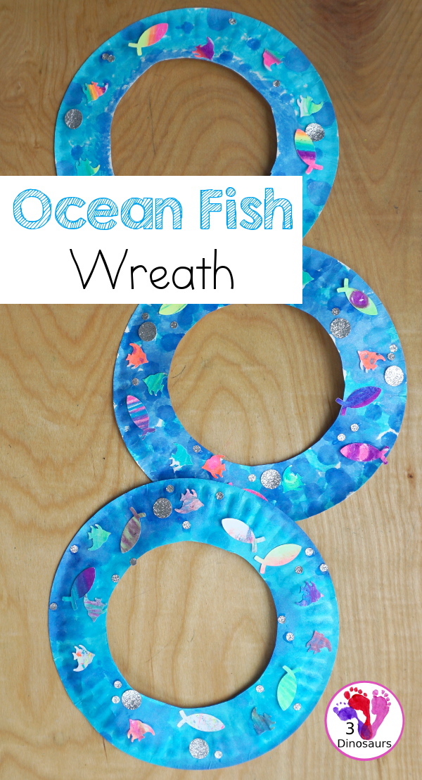 Ocean Fish Wreath - ocean  paper plate wreath that kdis can make for a fun ocean craft that any age can make. - 3Dinosaurs.com